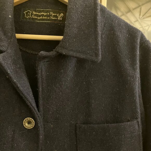 Le Laboureur Wool Field Coat in Navy - Picture 2 of 7